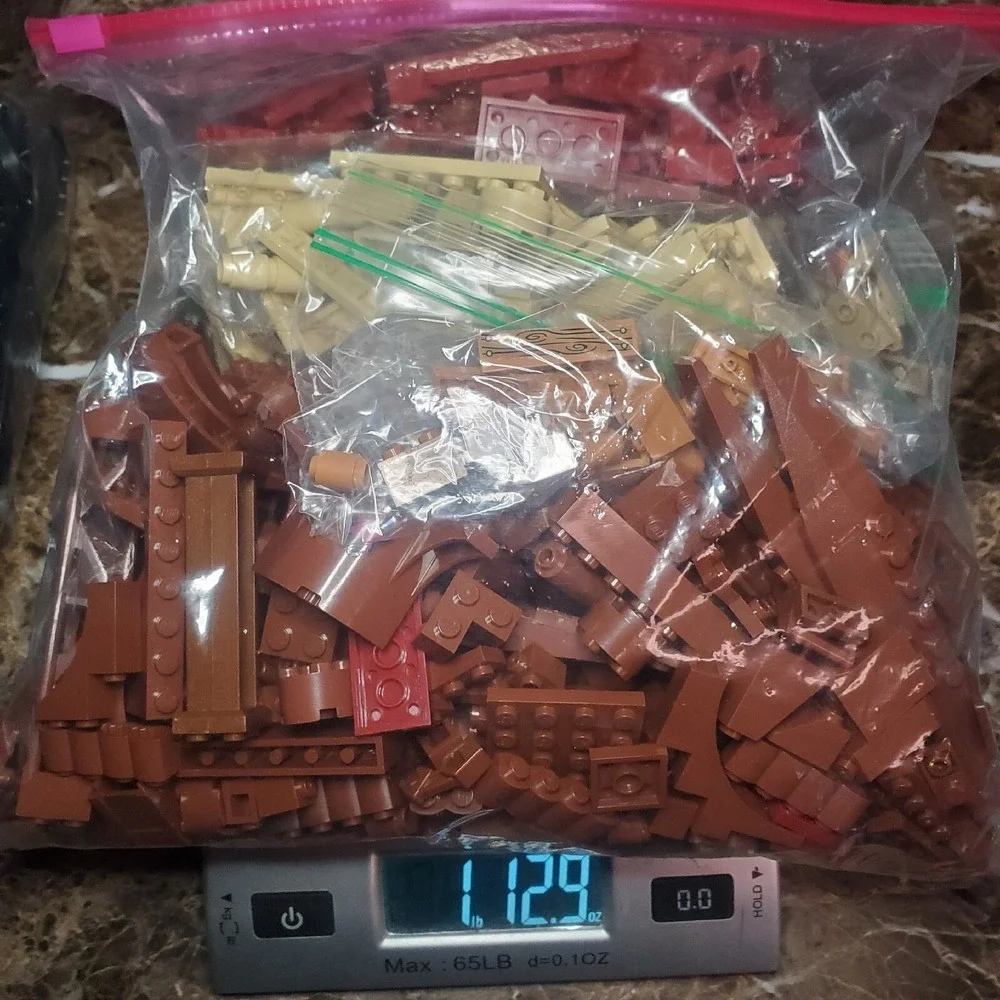 LEGO Mix Random Pieces Bulk Lot‎ Browns Bricks Just Over 1.75 Pounds One Gallon.